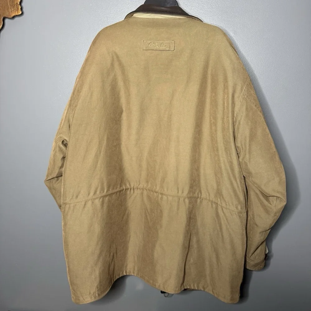 Cabelas Outfitter Series Mens XL Down Jacket XL Leather‎ Collar Barn Chore Parka